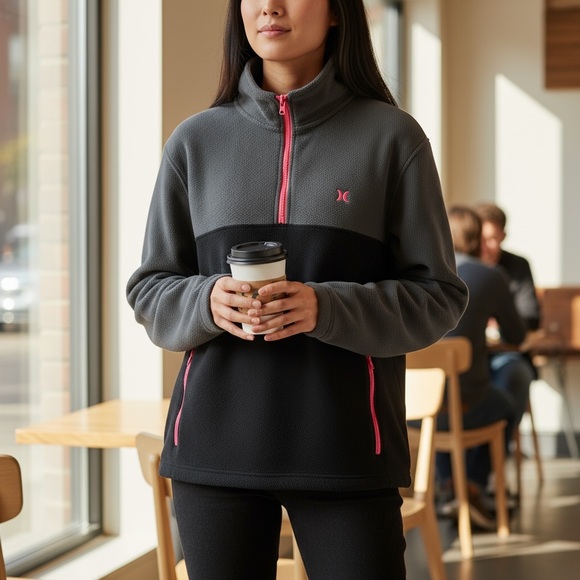 Hurley Black and Gray Pullover with Pink Details - Picture 3 of 8